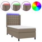 vidaXL Sommier à lattes de lit matelas et LED Taupe 90x200 cm Tissu