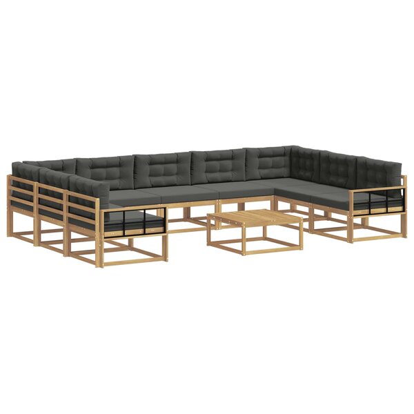 vidaXL Ensemble de canapés d'extérieur 10 Pièces Blanc et anthracite