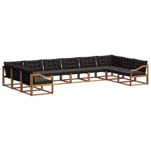 vidaXL Ensemble de canapés d'extérieur 10 Pièces Naturel et Noir