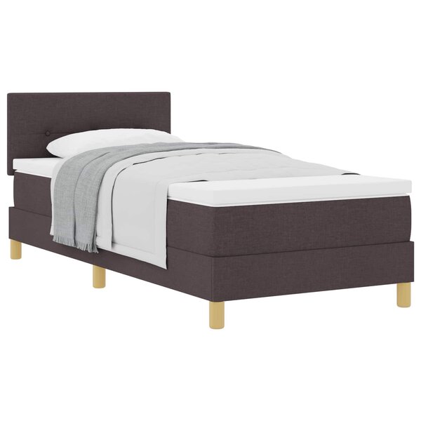 vidaXL Lit à ressorts avec coussin Marron foncé 100 x 200 cm tissu