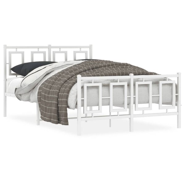 vidaXL Cadre de lit métal sans matelas et pied de lit blanc 120x190 cm