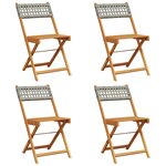 vidaXL Chaises de jardin pliantes lot de 4 gris poly rotin bois massif