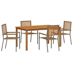 vidaXL Ensemble de salle à manger pour jardin 5 Pièces Gris