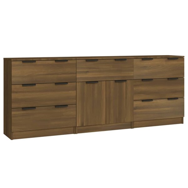 vidaXL Buffets 3 Pièces Chêne marron Bois d'ingénierie