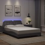 vidaXL Cadre de lit avec LED sans matelas gris 140x190 cm