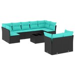 vidaXL Salon de jardin 10 Pièces avec coussins noir résine tressée