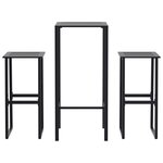 vidaXL Ensemble de bar de jardin 3 Pièces noir acier enduit de poudre