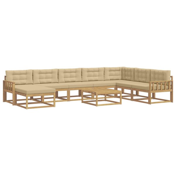 vidaXL Ensemble de canapés d'extérieur 9 Pièces Blanc et Beige