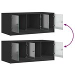 vidaXL Table basse avec portes en verre noir 102x50x42 cm