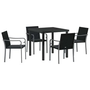 vidaXL Ensemble de salle à manger pour jardin 5 Pièces Noir Poly rotin