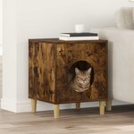 vidaXL Maison pour chat Chêne fumé 42 5 x 40 x 53 cm Bois d'ingénierie