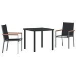 vidaXL Ensemble de repas de jardin 3 pièces Noir Textilène et Acier