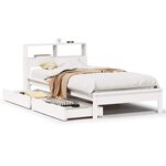 vidaXL Lit bibliothèque sans matelas blanc 90x200cm bois de pin massif
