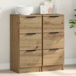 vidaXL Buffets 2 Pièces chêne artisanal 30x30x70 cm bois d'ingénierie