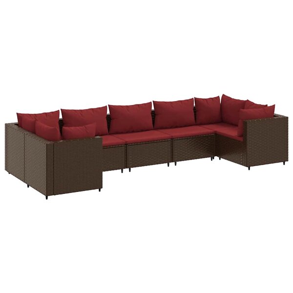 vidaXL Salon de jardin avec coussins 7 Pièces marron résine tressée