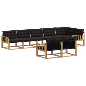 vidaXL Ensemble de canapés d'extérieur 8 Pièces Blanc et noir