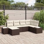 vidaXL Ensemble de canapés de jardin 6 pièces avec des coussins en poly rattan marron