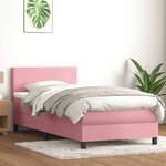 vidaXL Sommier à lattes de lit avec matelas et LED rose 100x220 cm velours