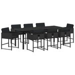vidaXL Ensemble de salle à manger pour jardin 9 Pièces Noir polyrotin