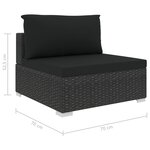 vidaXL Salon de jardin 4 Pièces avec coussins Résine tressée Noir