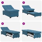 vidaXL Canapé-lit 3-en-1 en velours bleu