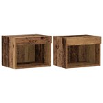 Étagère flottante vidaXL 2 Pièces Vieux bois 40x28.5x40 cm Bois d'ingénierie
