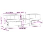 vidaXL Meuble TV vieux bois 150x33 5x45 cm bois d'ingénierie