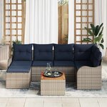 vidaXL Ensemble de canapé de jardin 7 Pièces Gris Poly rotin