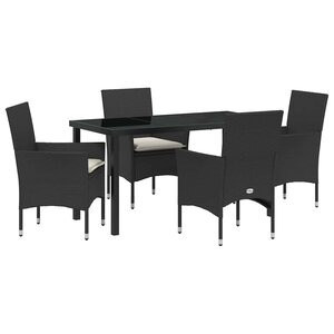 vidaXL Ensemble de salle à manger pour jardin 5 Pièces Noir polyrotin