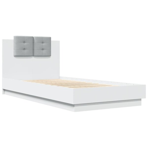 vidaXL Cadre de lit avec tête de lit blanc 90x190 cm bois d'ingénierie