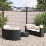 vidaXL Salon de jardin 7 Pièces avec coussins noir résine tressée