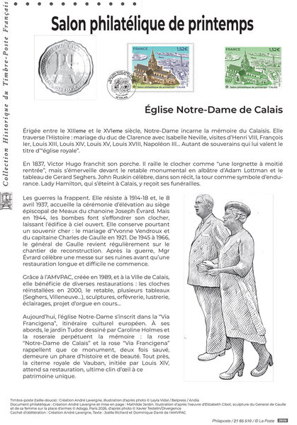 Document philatélique - Salon philatélique de printemps - Église Notre-Dame de Calais