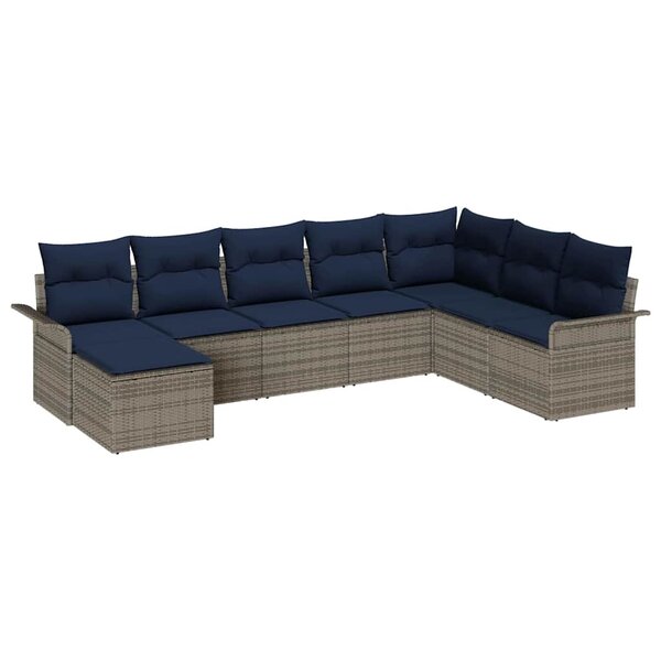 vidaXL Ensemble de canapé de jardin 8 Pièces Gris clair Poly rotin