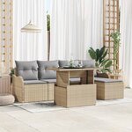 vidaXL Ensemble de canapé de jardin 6 Pièces Beige Poly rotin