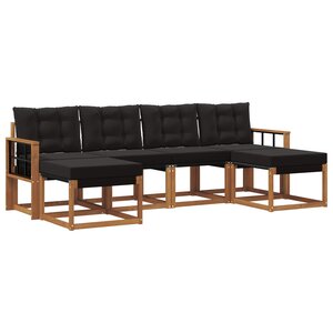 vidaXL Ensemble de canapés d'extérieur 6 Pièces Naturel et Noir