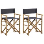 vidaXL Chaises pliables de directeur lot de 2 Gris foncé Bambou tissu
