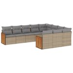 vidaXL Salon de jardin avec coussins 10 Pièces beige résine tressée