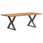 vidaXL Table à manger avec bord vivant 220x100x74 cm bois massif chêne