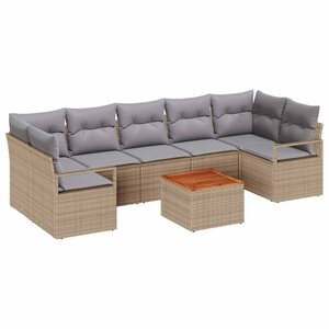 vidaXL Ensemble de canapé de jardin 8 Pièces Beige Poly rotin