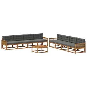 vidaXL Ensemble de canapés d'extérieur 9 Pièces Naturel et Anthracite