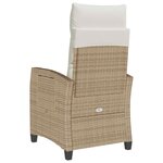 vidaXL Chaise de jardin inclinable et table d'appoint beige polyrotin
