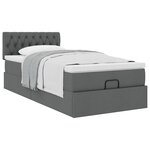 vidaXL Cadre de lit ottoman avec matelas gris foncé 90x190 cm tissu