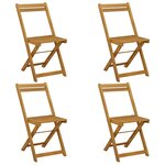 vidaXL Chaises de jardin pliantes 4 Pièces Naturel 40 x 53 x 80 cm