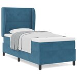 Lit plateforme vidaXL avec matelas bleu foncé 90x190 cm en velours