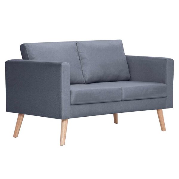 vidaXL Canapé à 2 places Tissu Gris foncé