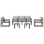 vidaXL Ensemble de canapé de jardin 6 Pièces Noir Acier