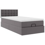 VidaXL Cadre de lit ottoman avec matelas gris 90x200 cm similicuir
