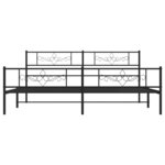 vidaXL Cadre de lit métal sans matelas avec pied de lit noir 200x200cm