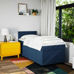 vidaXL Sommier à lattes de lit avec matelas Bleu 90x200 cm Tissu