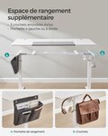 Bureau assis debout électrique 70 x 160 x (72-120) cm table réglable en hauteur mémoire 4 hauteurs pochette cadre en acier dessus épais blanc 12_0004549